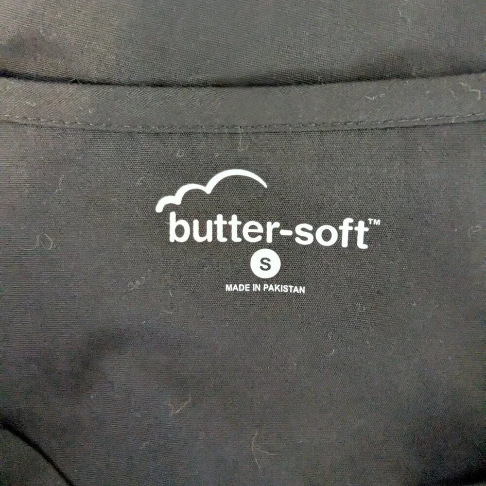 BUTTER-SOFT, NWT Black Long Sleeve Medical Scrub Top; Men Size S